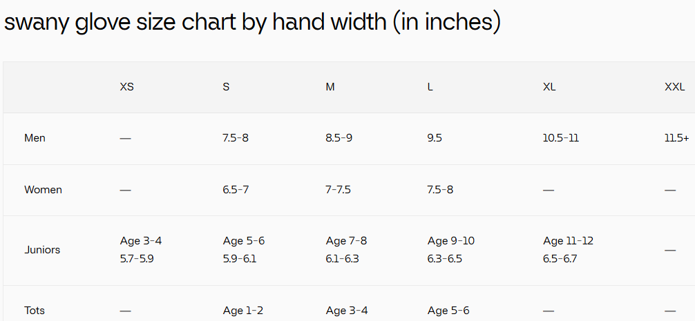 Size chart